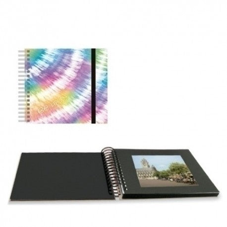 Álbum De Fotos Tie Dye Multicolor 25x25 cm - Álbum De Fotos Tie Dye Multicolor Con 60 Páginas Negras - Senfort