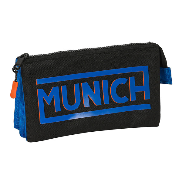 Estuche - Portatodo De Tres Compartimentos - Triple - Munich Azul Negro