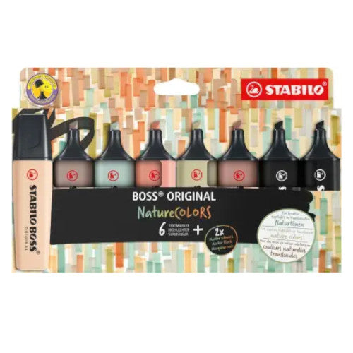 Marcador STABILO BOSS ORIGINAL - Set / PackSTABILO BOSS ORIGINAL NatureCOLORS - 6 Colores + 2 Marcadores Negros - Stabilo