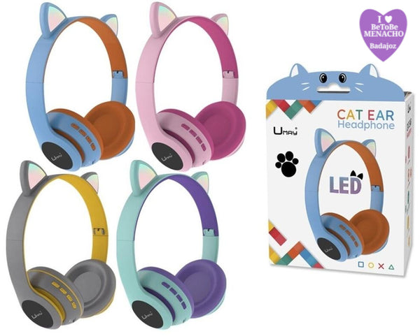 Auriculares Bluetooth Cat Ear Con Luces Led