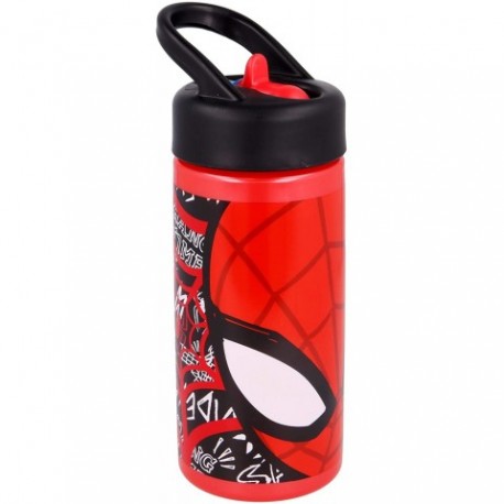 Botella De Agua Infantil Con Pajita - Spiderman Great Power