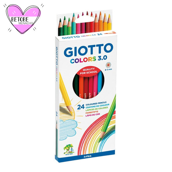 Giotto Lápices Acuarelables Colors 3.0 - 12 Colores - Lápices Triangulares Giotto - Lapices Acuarelables Primaria -