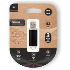 Memoria USB 32 Gb 2.0 & 3.0 Compatible - Pendrive 32 GB -USB Flash Drive Swivel Swing Stick 32 GB Premium Negro - Memoria Flash Alta Velociad - Tech One Tech