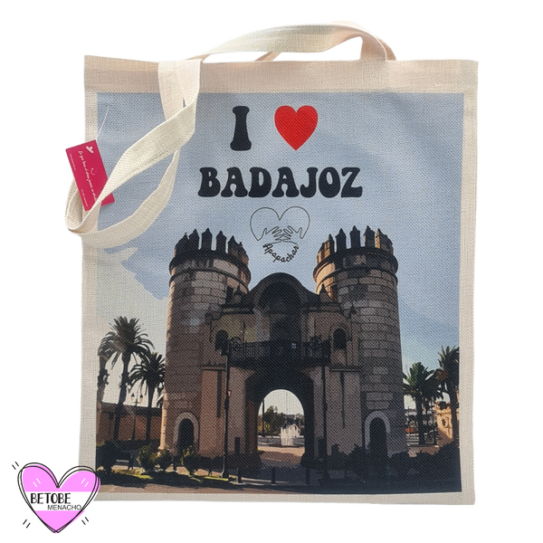 Tote Bag Ecológica De Yute I love Badajoz
