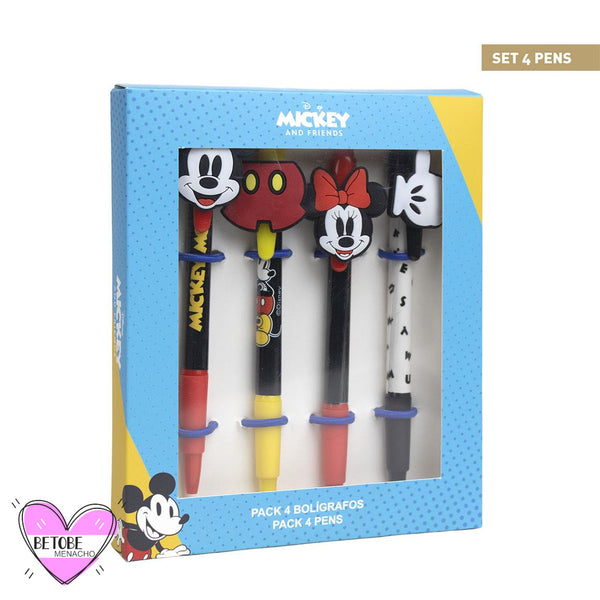 Set Pack De 4 Boligrafos Mickey Y Minnie