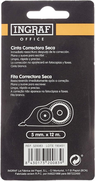 Cinta correctora MP extensa 5mmx12m pack 3uds