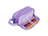 Estuche Portatodo De Tres Compartimentos Lavanda Con Goma De Transporte - Oxford