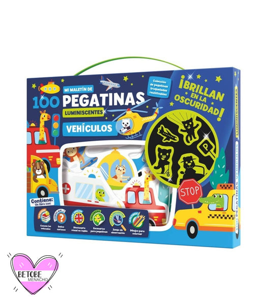 Maletín 100 Pegatinas Adhesivos Luminiscentes Vehículos