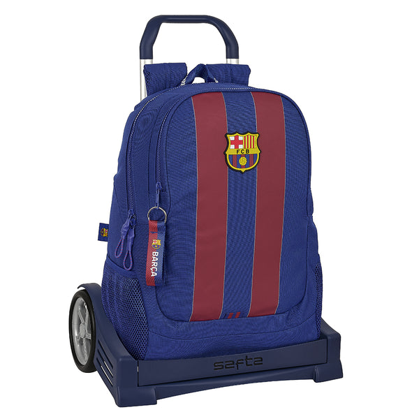 Mochila Escolar Grande Con Ruedas F.B. Barcelona Barsa - Mochila Doble Compartimento Opcional Carro F.C. Barcelona Barsa - Mochila F.C. Barcelona Con Carro Antivuelco - Safta