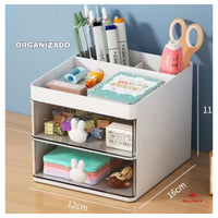 Organizador De Sobremesa Escritorio Horizontal 2 Cajones -Alex Bog