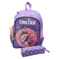 Mochila Infantil Preescolar Unicornio + Estuche