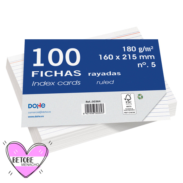 Fichas Rayadas 160x215 mm 100 Fichas - Dohe
