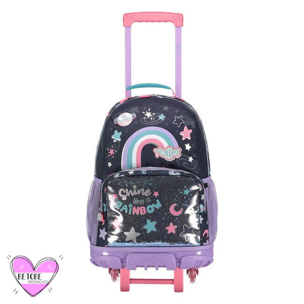 Mochila Escolar Grande Con Ruedas Totto Arcoiris Estrellas – Be To Be  Menacho