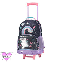 Mochila Escolar Grande Con Ruedas Totto Arcoiris Estrellas