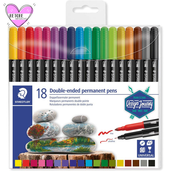 Staedtler Rotuladores Permanentes De Doble Punta 18 Colores ( 𝗣𝗶𝗲𝗱𝗿𝗮𝘀)
