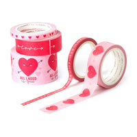 Set de 5 Cintas Adhesivas de Papel - Tape By Tape - Washi Tape Corazones